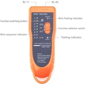 Kabelsucher XQ-350 RJ45 RJ11, zum için telefon, ağ, tel-, LAN-kablo, fark anot/Kathode, tanı içerir-Alet, ağ-Tool, Kristallaufsatz