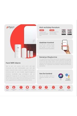 FONRI 1G Kablosuz Alarm SetiDış siren ve Ana Panel Birarada, Hareket sensörü, Kapı pencere sensörü ve Uzaktan kumanda