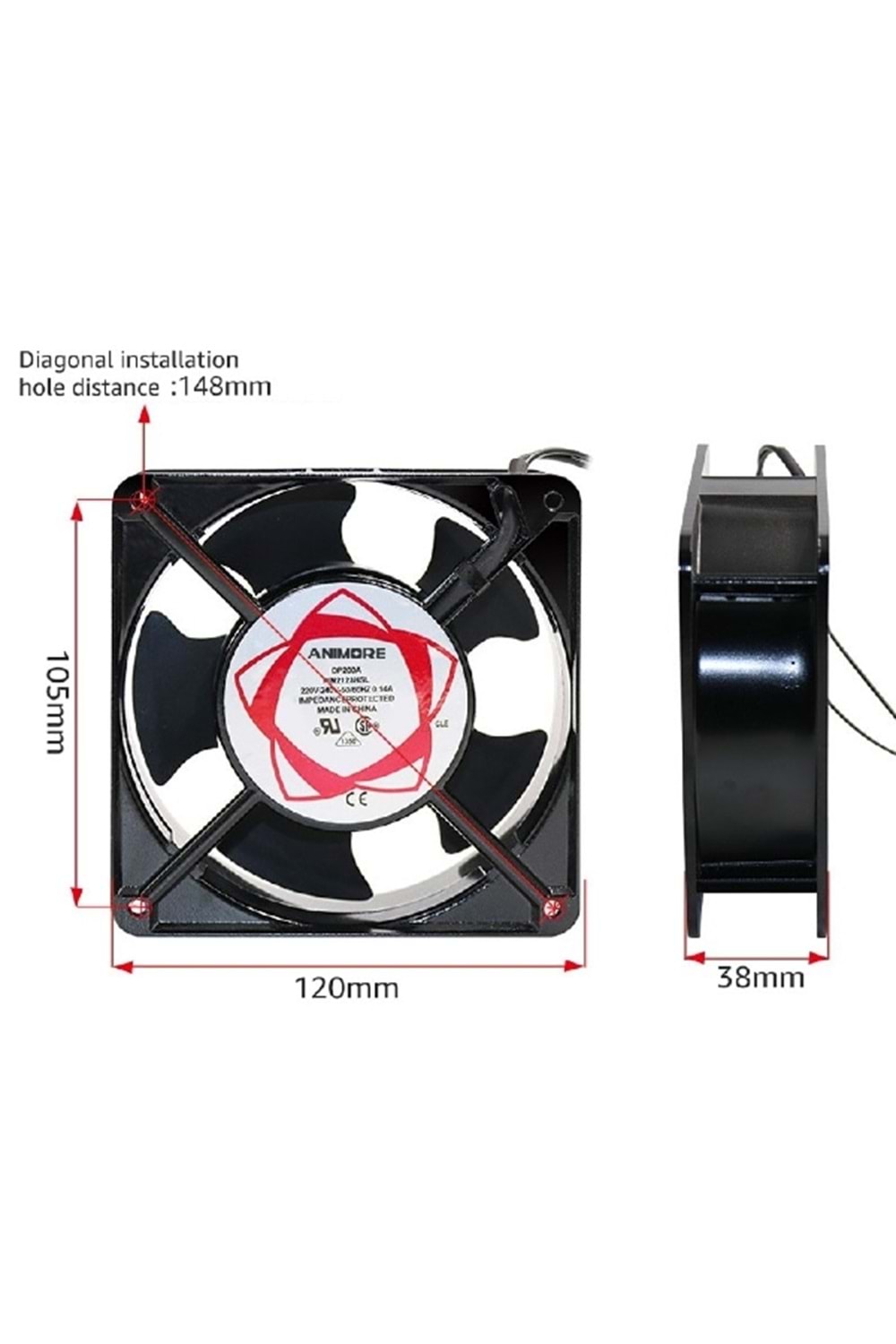 Fan 120X120 220V Kare Metel Kasa