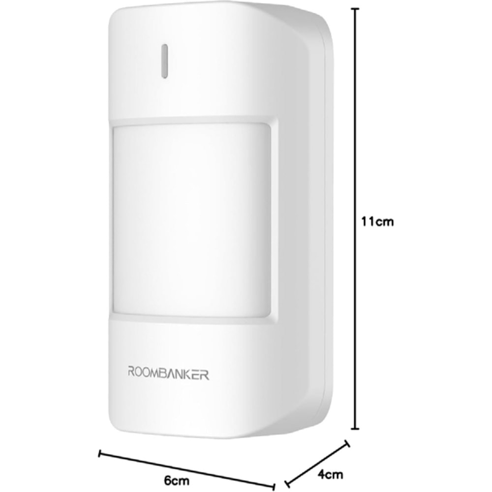 ROOMBANKER PIR Hareket Sensörü PS1-Geniş Algılama Aralığı: 12m ( aralık) / 110° (yatay) - 10 kg'a kadar Evcil Hayvan Bağışıklığı-En Son Algılama Teknolojileri-Uzaktan İletişim