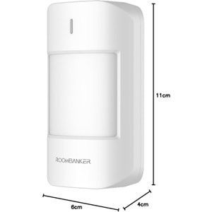 ROOMBANKER PIR Hareket Sensörü PS1-Geniş Algılama Aralığı: 12m ( aralık) / 110° (yatay) - 10 kg'a kadar Evcil Hayvan Bağışıklığı-En Son Algılama Teknolojileri-Uzaktan İletişim