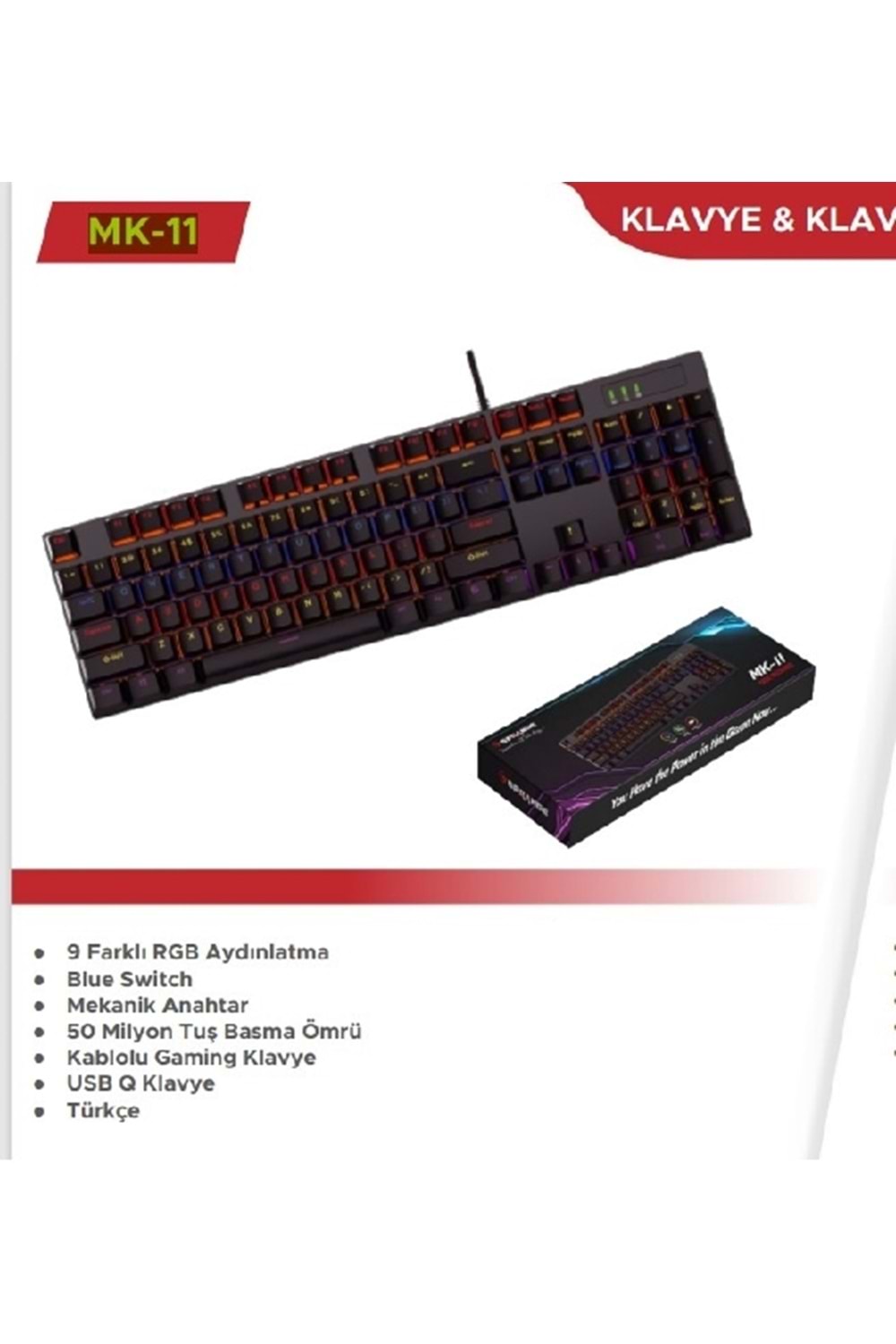 SPRANGE MK-11 Mekanik Gaming USB Q Klavye 9 Farklı RGB Aydınlatma Türkçe Siyah