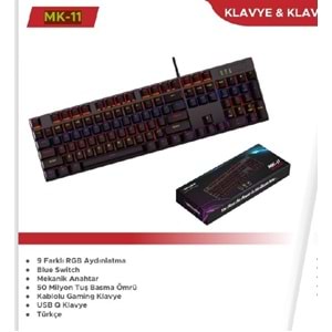 SPRANGE MK-11 Mekanik Gaming USB Q Klavye 9 Farklı RGB Aydınlatma Türkçe Siyah