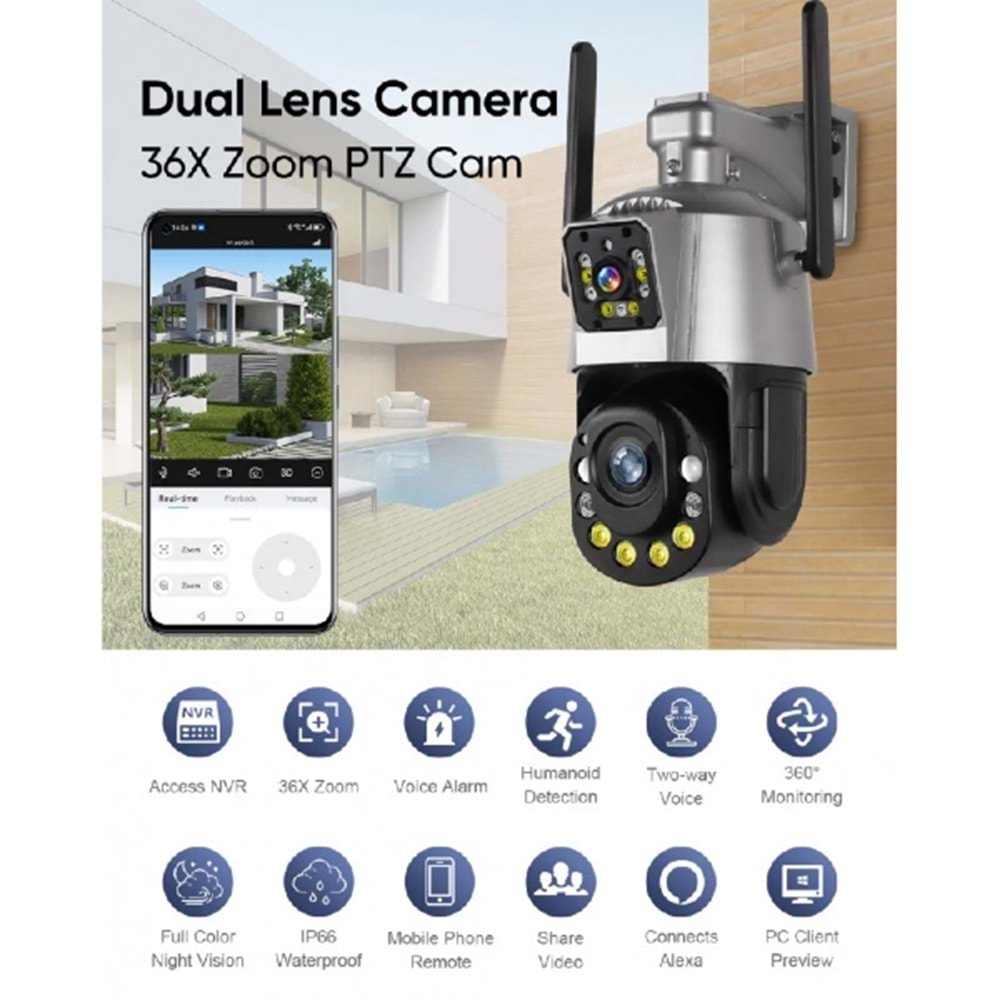 ALOSAT SR36X OPTİK ZOOMLU WİFİ KABLOSUZ KAMERA