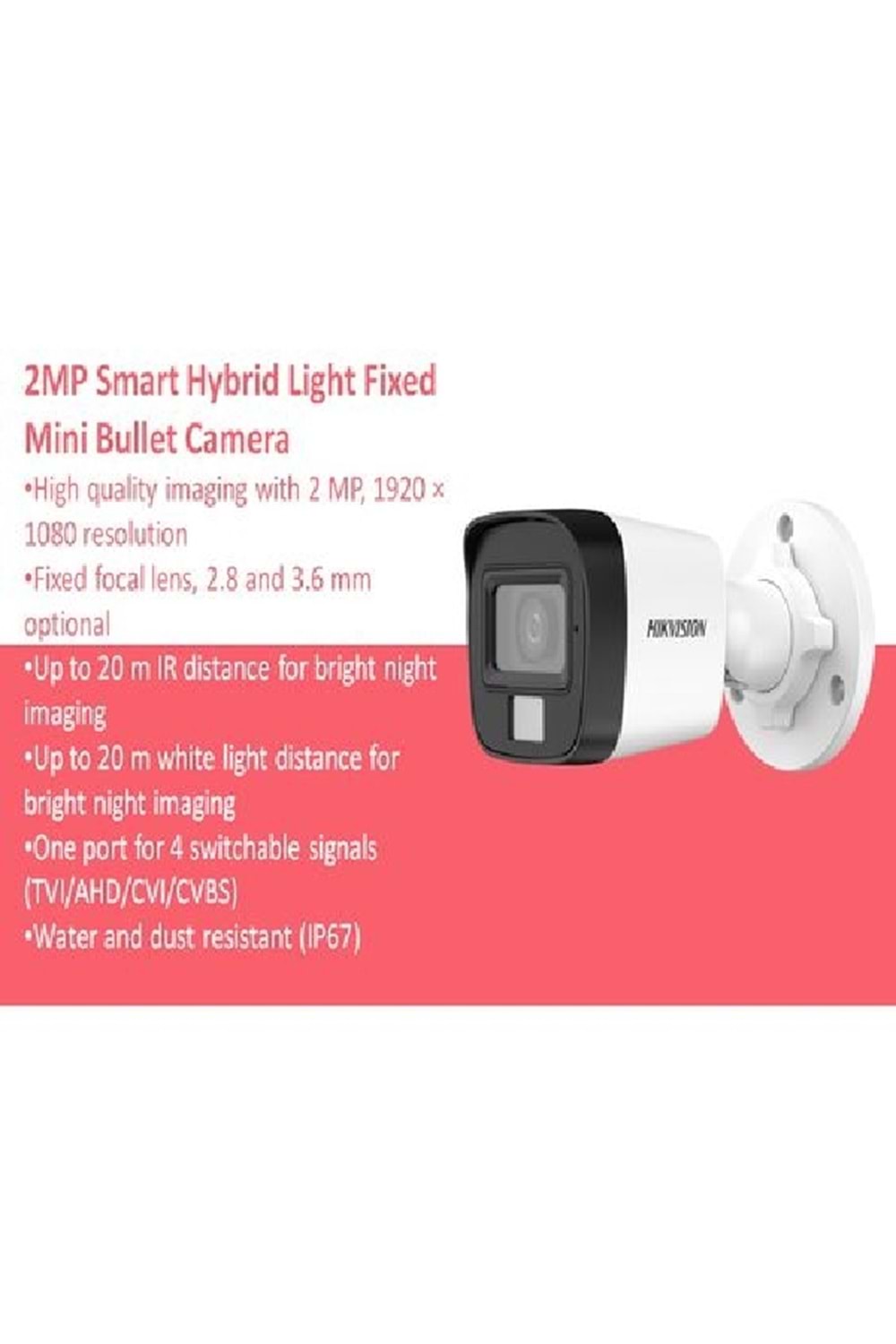 HIKVISION DS-2CE16D0T-EXLPF 2MP Smart Hybrid Light Fixed Mini Bullet Camera