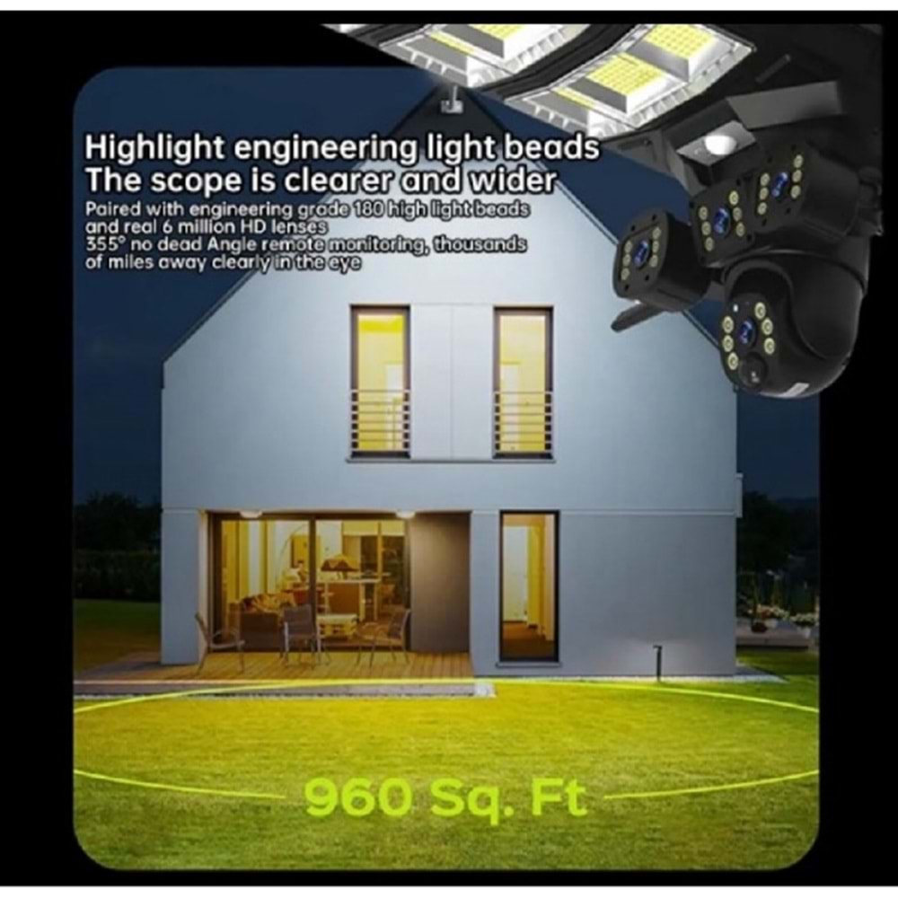 ALOSAT S4G-7485 SOLAR LAMBALI Rscamtom açık 6MP çok lens güneş sokak işık kamera hareket algılama Alarm renk gece görüş güvenlik kamerası 4G SIM KART