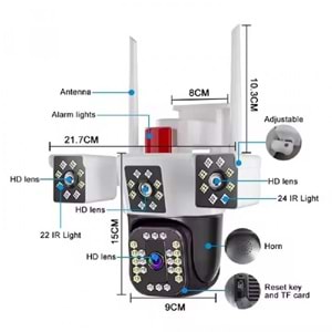 ALOSAT W-8456 6MP HD ev güvenlik 3kamerası gerçek üçlü Lens açık kablosuz WIFI kamera 3 ekranlar monitör YOOSEE akıllı PTZ IP kamera YOOSEE UYGULAMASI