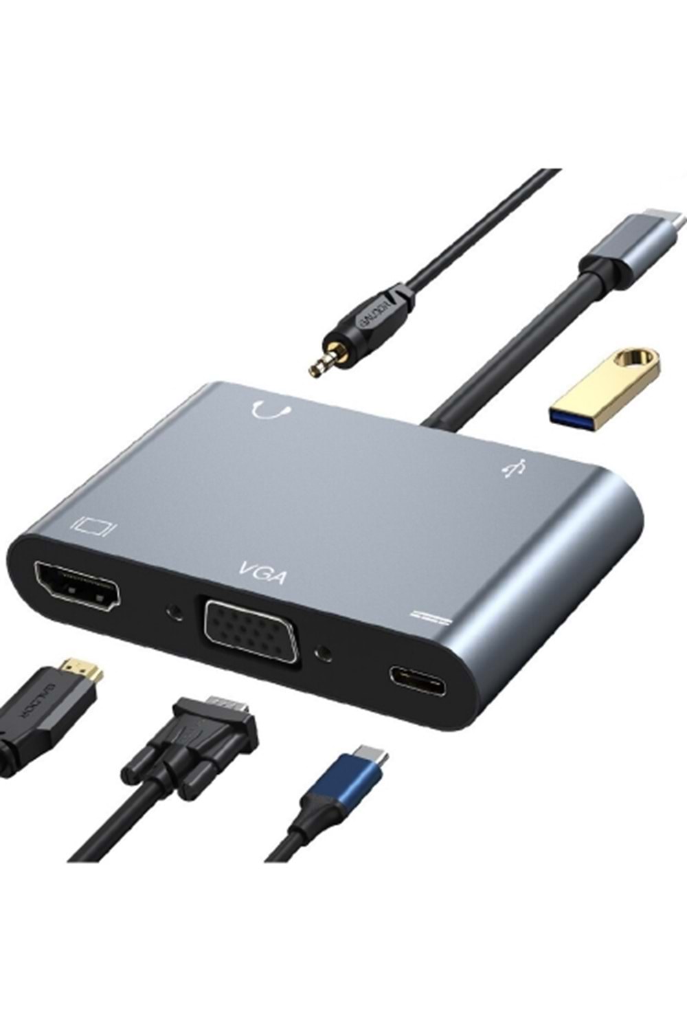 Support 4K BYL-2002 Usb-C Pd 87W 3.5 mm Type-C Bağlantılı Otg Dönüştürücü
