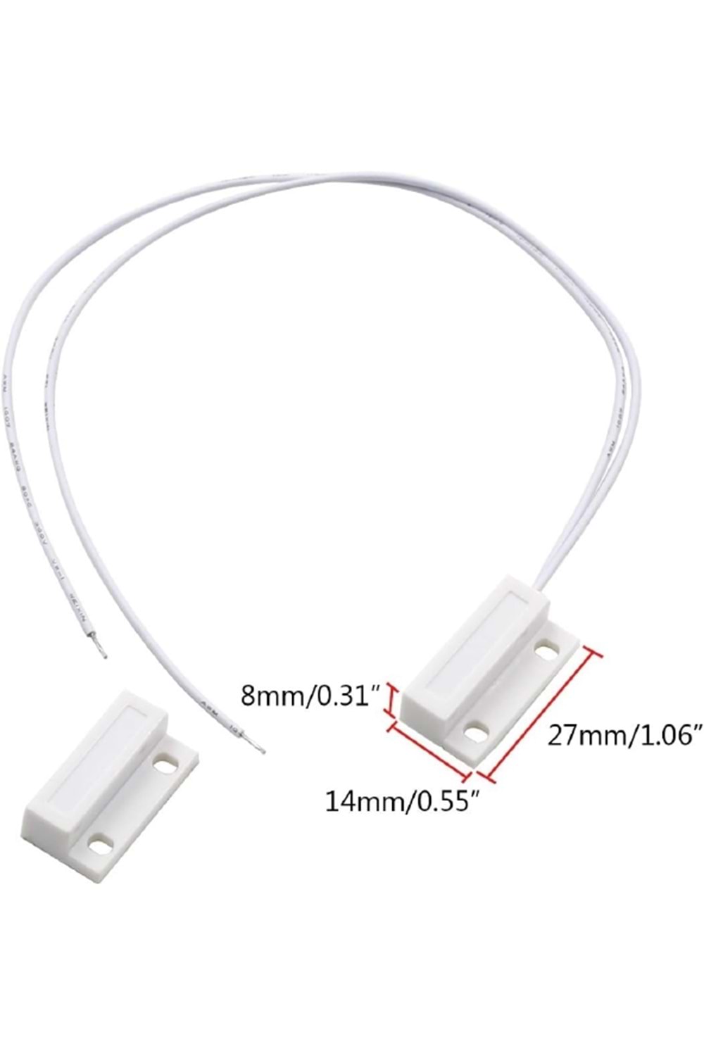 ALOSAT KA-6539 Kontak Sensörü KABLOLO Alarm Manyetik Saz Anahtarı Vidalar Beyaz