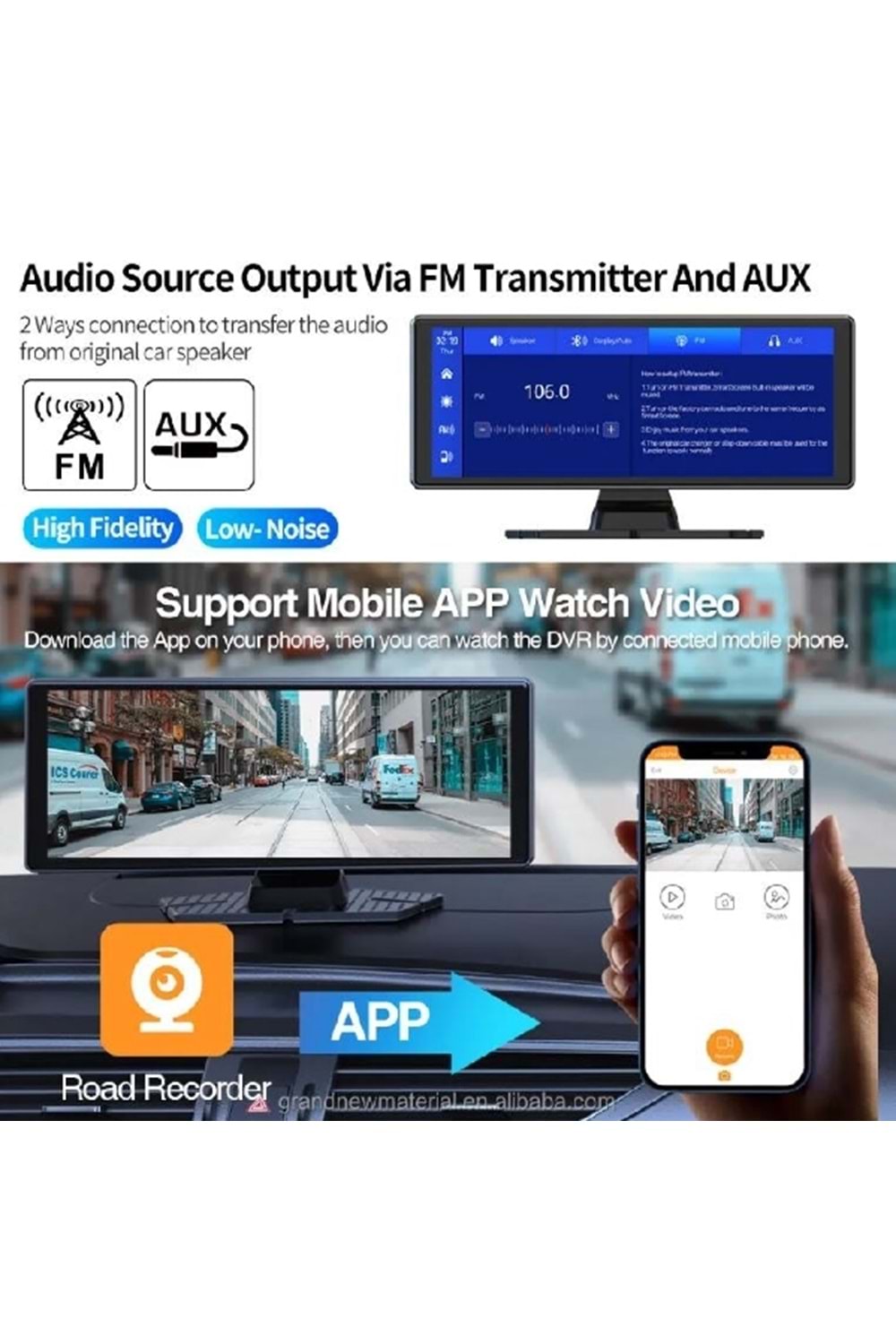 ALOSSAT 4K ANDROİD YK3507 10.26 inç Multimedia Özelli Dokunmatik Çift Kamera Araç Ekranı