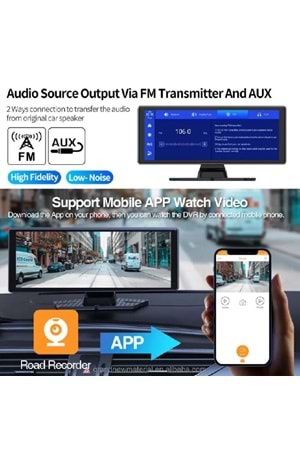 ALOSSAT 4K ANDROİD YK3507 10.26 inç Multimedia Özelli Dokunmatik Çift Kamera Araç Ekranı