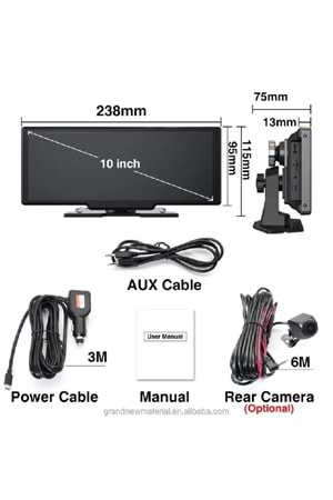 ALOSSAT 4K ANDROİD YK3507 10.26 inç Multimedia Özelli Dokunmatik Çift Kamera Araç Ekranı