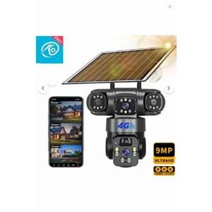 O-KAM 6060 9mp (3+ 3+ 3) Üç Kameralı Ultrahd 4G Güneş Enerjili Akıllı Güvenlik Kamerası