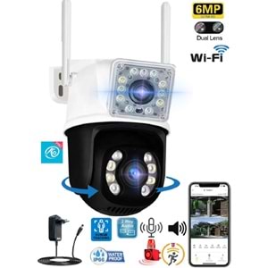 O-Kam 3012 Dual Lens 6MP Wifi Akıllı Kamera , Yapay Zeka, Gece Görüş, Karşılıklı Konuşma