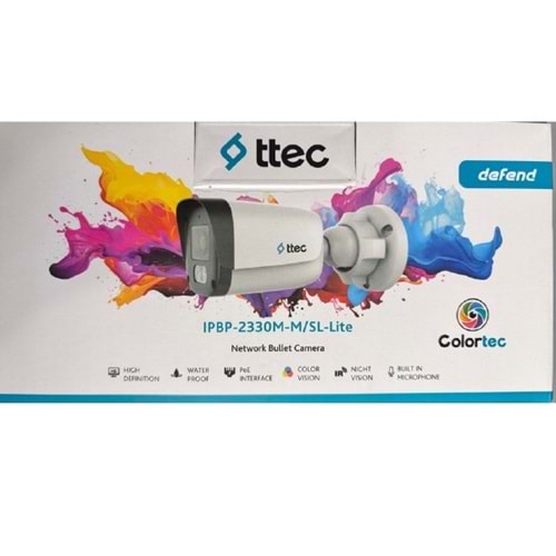 Ttec IPBP-2330M-M/SL-LITE 2mp 2.8mm 30 Metre H265+ IP67 Smart LED Bullet Ip Kamera
