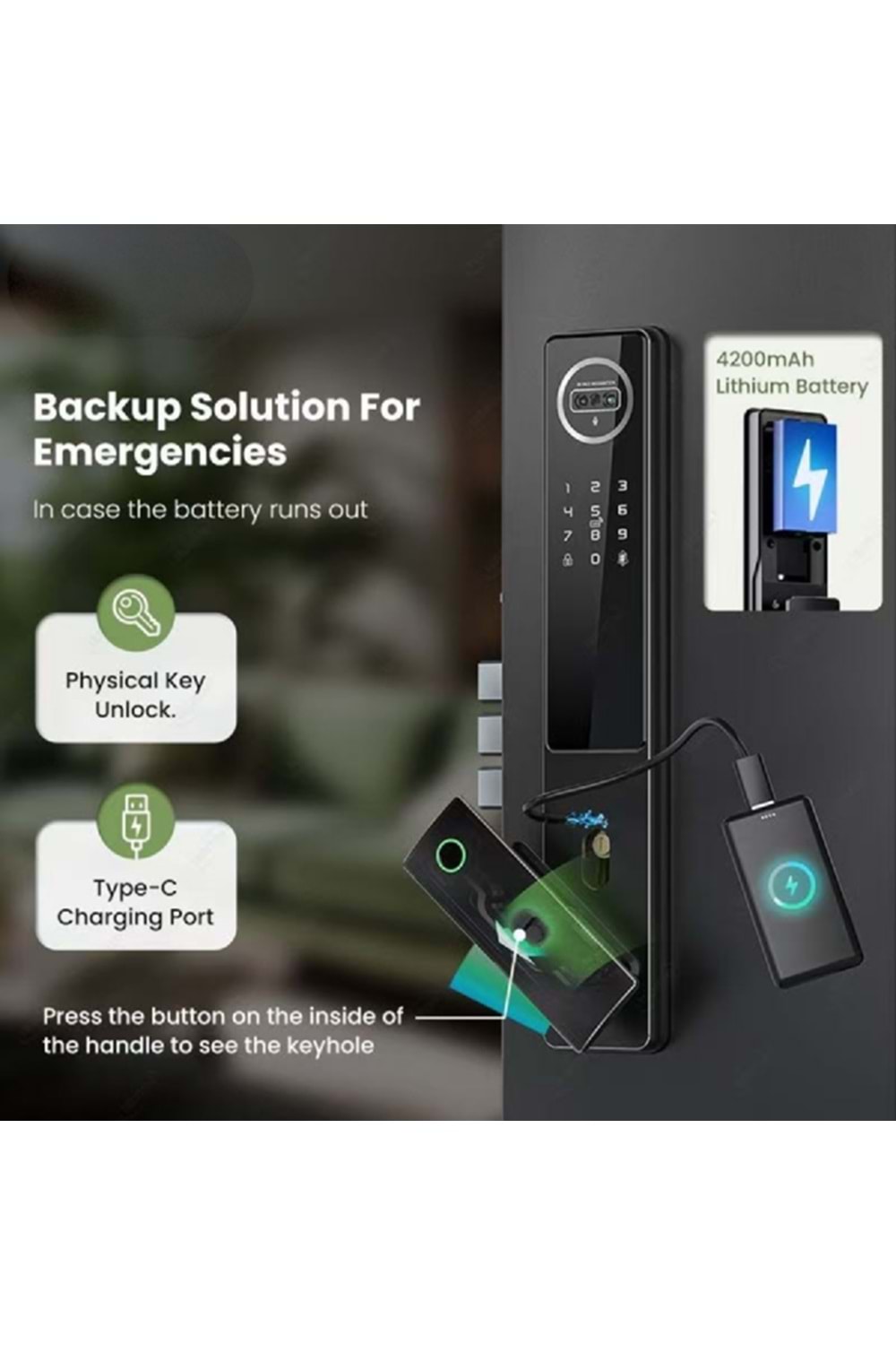 ALOSAT KL6085 MOTORLU KİLİT YÜZ TANIMA , PARMAK İZİ, KART, TUYA SMART LİFE AKILLI KAPI KİLİT SETİ