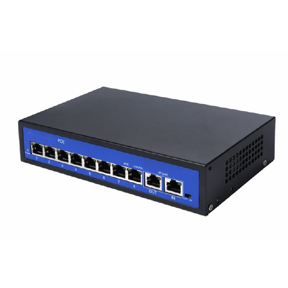 ALOSAT VP-A 8 Analog Sistemler İçin POE Switch 8 port 10M/100MMbps adaptive güç kaynağıRJ45 ports + 2port 10/100MMbps Kademeli RJ45 portsVeri alışverişi ve güç iletimini gerçekleştirmek üzere iç mekan monitörü için dahili POE güç kaynağı sağlar220*12
