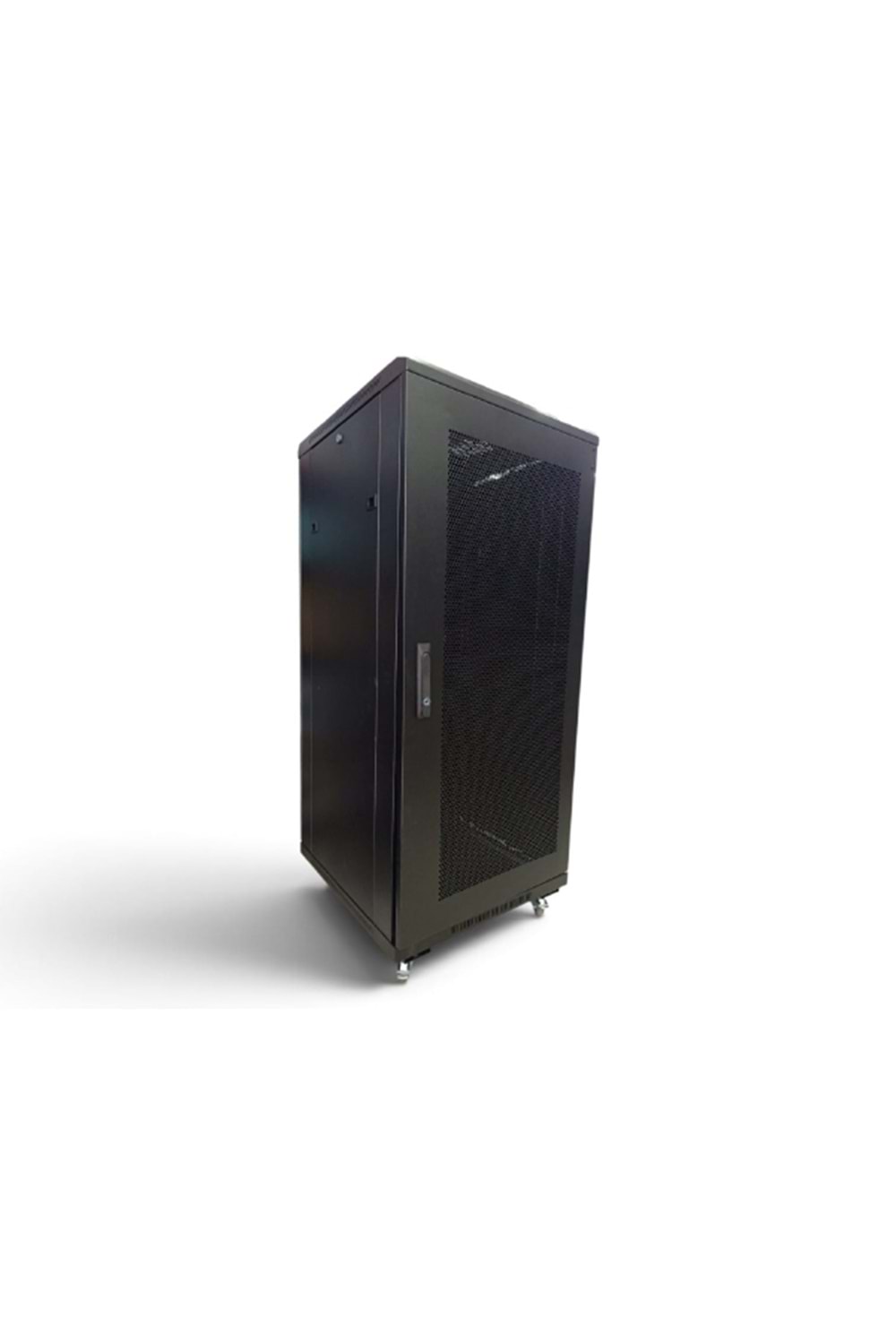 ALOSAT 32U 600X600 Hyperline Dikili Tip Rack Kabinet (Siyah) (Ön Cam Kapak / Tekerlekli)