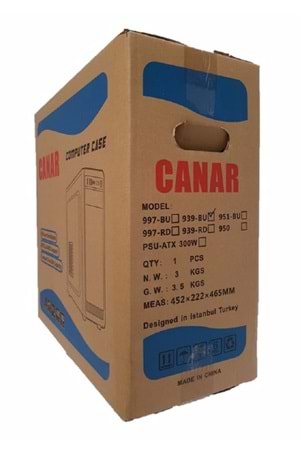 Canar 939-Blue Red 2*Usb 2.0 Atx Boş Bilgisayar Kasası Powersiz