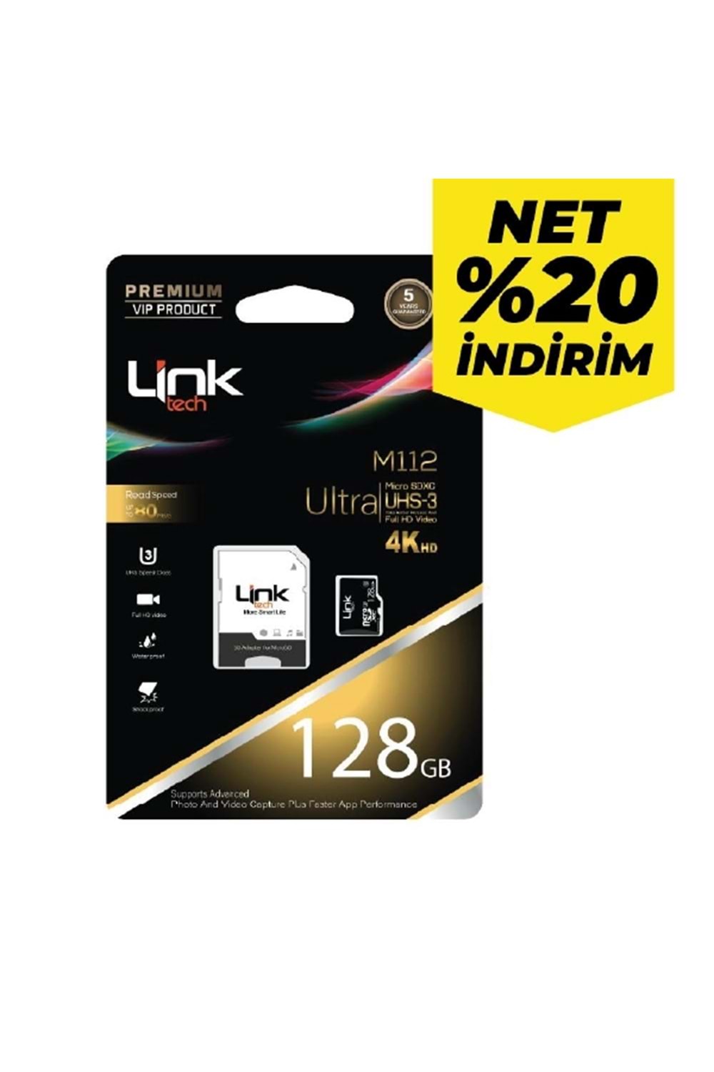 Linktech LMC-M112 128GB MicroSDHC Class 10 Hafıza Kartı + AdaptörLinktech