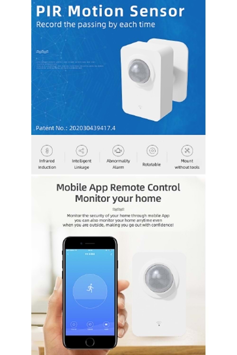 ALOSAT P06 Kablosuz Pır Dedektör Smart Home Tuya APP Wi-Fi PIR
