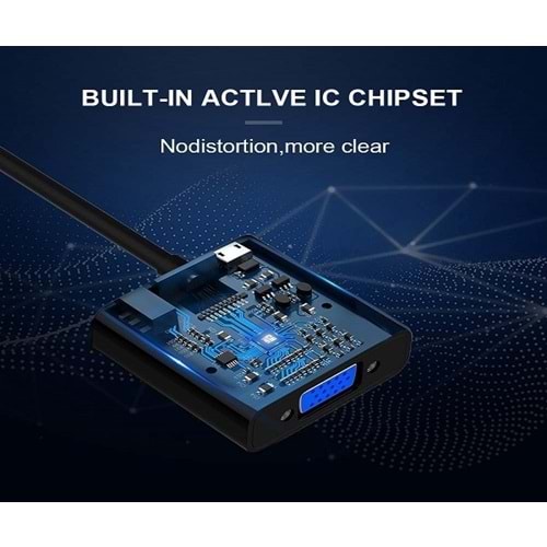 HDMI to VGA Dijital - Analog Monitör Çevirici Dönüştürücü