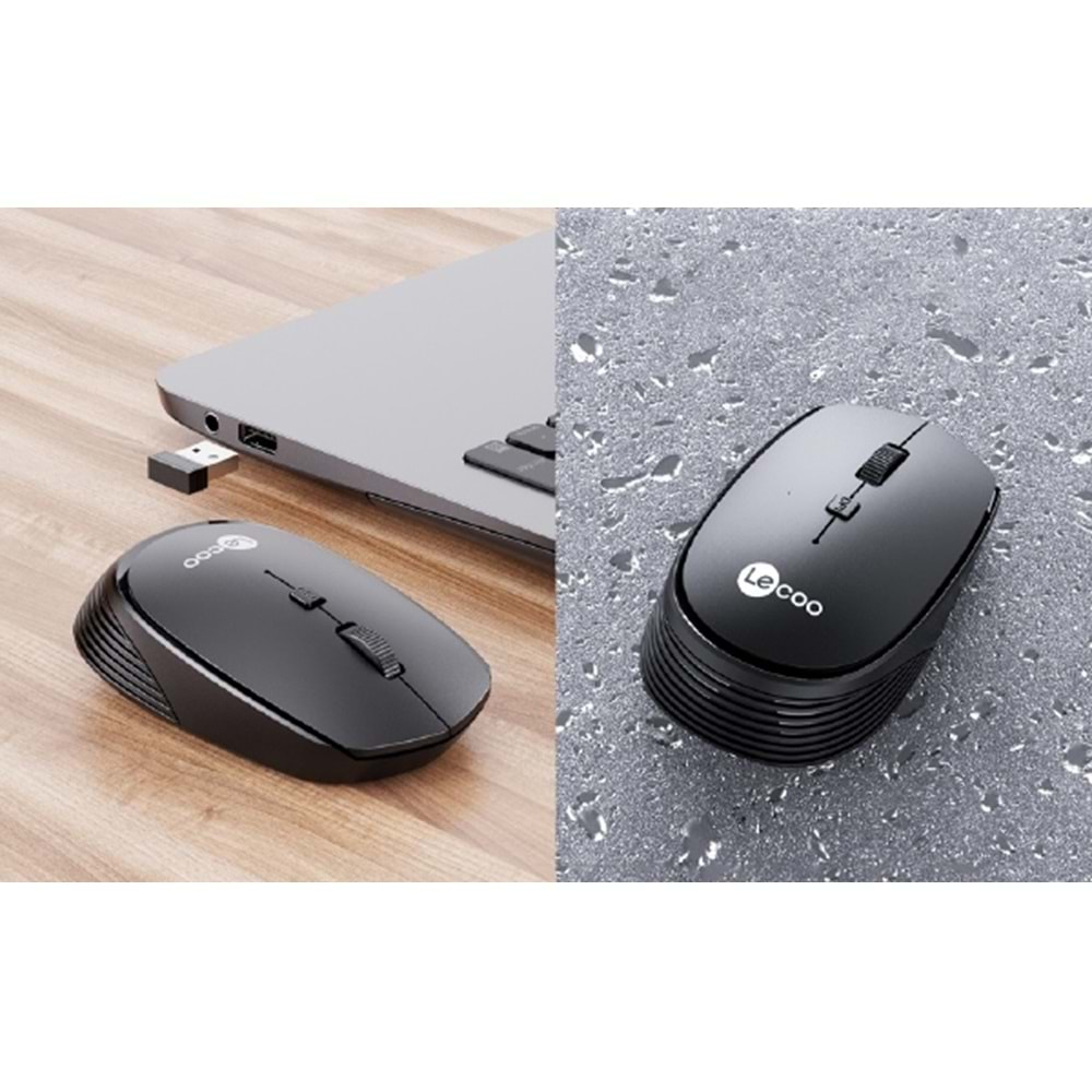 Lenovo Lecoo WS202 1200DPI 4 Tuşlu 3 Milyon Tıklama Sağ ve Sol Elle Kullanıma Uygun Windows, Linux, Mac ile Uyumlu 10m Kullanım Mesafesi Ofis, İş Kompakt Kablosuz Optik Mouse Siyah